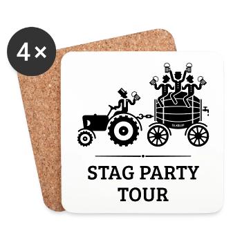 Stag Party Tour Mit Trecker Und Bierfass (JGA / B) - Untersetzer (4er-Set) - Weiß - Vorne