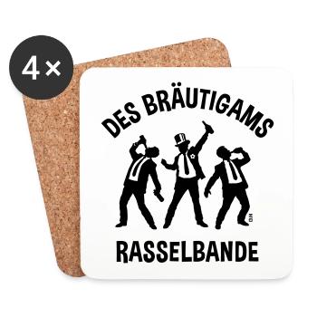 Des Bräutigams Rasselbande (JGA / Bier / Team / B) - Untersetzer (4er-Set) - Weiß - Vorne