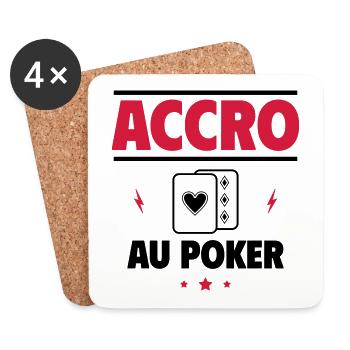 Accro au poker - Dessous de verre (lot de 4) - blanc - Devant