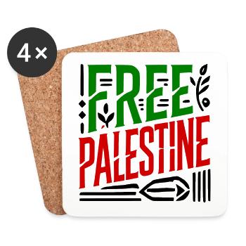 Free palestine - Dessous de verre (lot de 4) - blanc - Devant