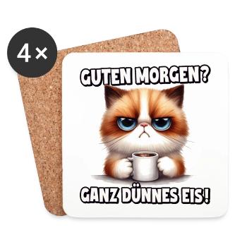Guten Morgen? Ganz dünnes Eis - Untersetzer (4er-Set) - Weiß - Vorne