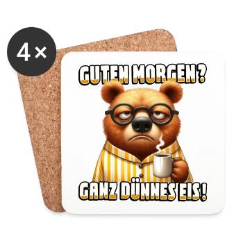 Guten Morgen Ganz? dünnes Eis Bär mit Kaffee - Untersetzer (4er-Set) - Weiß - Vorne