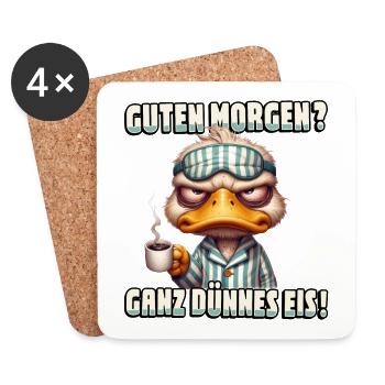 Guten Morgen Ganz dünnes Eis Ente mit Kaffee - Untersetzer (4er-Set) - Weiß - Vorne