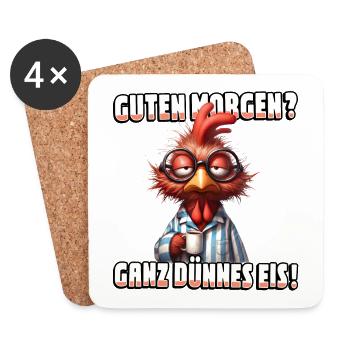 Guten Morgen? Ganz dünnes Eis Hahn mit Kaffee - Untersetzer (4er-Set) - Weiß - Vorne