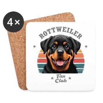Rottweiler fan club Tshirt drôle - Dessous de verre (lot de 4) - blanc - Devant