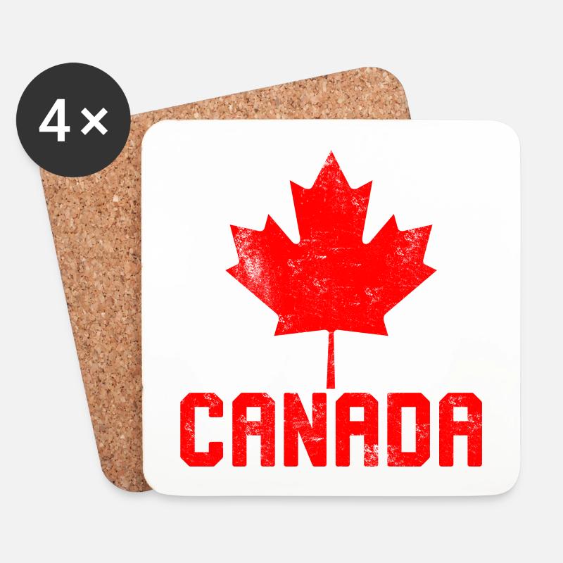 Maple Leaf Flag Canada - Coasters (set of 4) - white