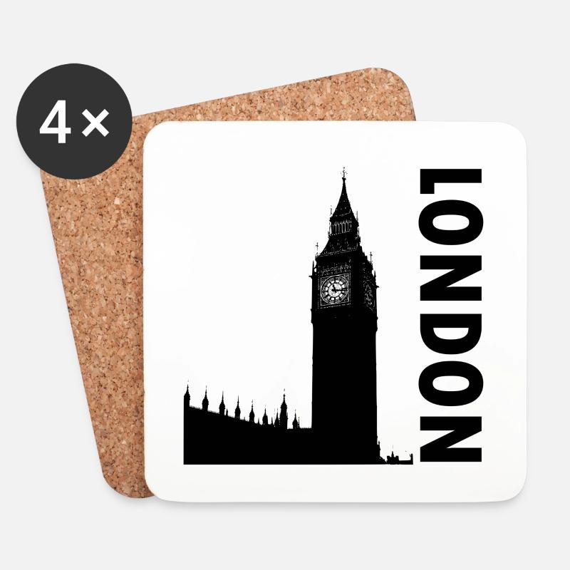 Big Ben London - Untersetzer (4er-Set) - Weiß