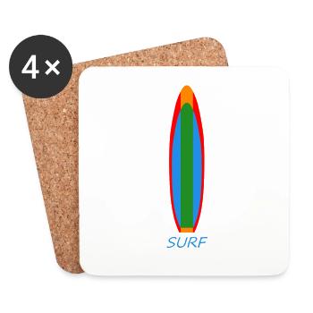 Surfshirt Surfboard - Untersetzer (4er-Set) - Weiß - Vorne