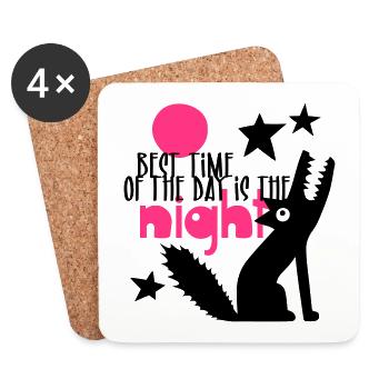 Best time of the day is the night - Dessous de verre (lot de 4) - blanc - Devant