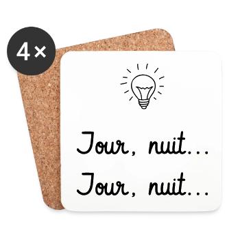 Jour, nuit, jour, nuit... Les Visiteurs - Culte - Dessous de verre (lot de 4) - blanc - Devant
