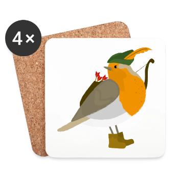 Robin Hood Robin Colorful - Coasters (set of 4) - white - Front