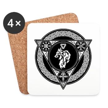Signe du zodiaque Viking loup - Dessous de verre (lot de 4) - blanc - Devant