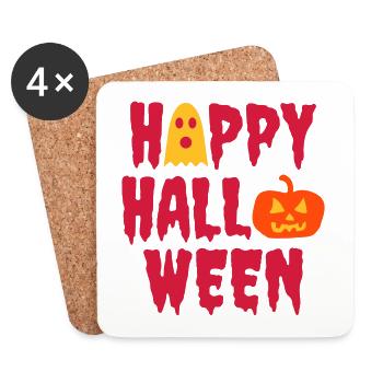 Happy halloween (ghost, Halloween pumpkin) - Coasters (set of 4) - white - Front