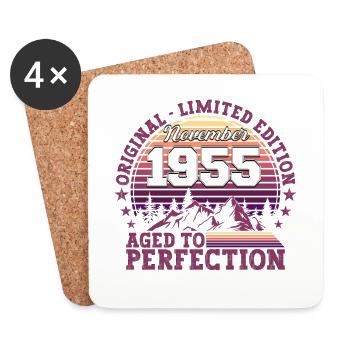 Jahrgang 1955 Geburtstag Geschenk November - Untersetzer (4er-Set) - Weiß - Vorne