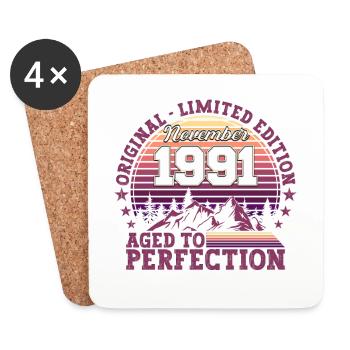 Born 1991 Birthday Gift November - Coasters (set of 4) - white - Front