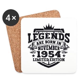Légende Novembre 1954 68e anniversaire Cadeau Fun - Dessous de verre (lot de 4) - blanc - Devant