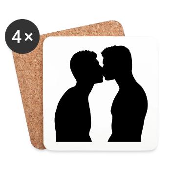 Gay Pride Kuss - Untersetzer (4er-Set) - Weiß - Vorne