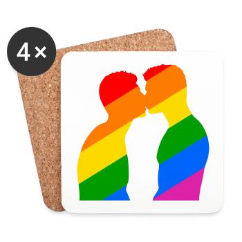 Homoerotic kiss of two men - Coasters (set of 4) - white - Front
