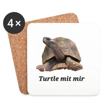 Turtle mit mir - Untersetzer (4er-Set) - Weiß - Vorne