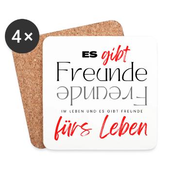 Beste Freunde FREUND Kumpel Kumpels - Untersetzer (4er-Set) - Weiß - Vorne