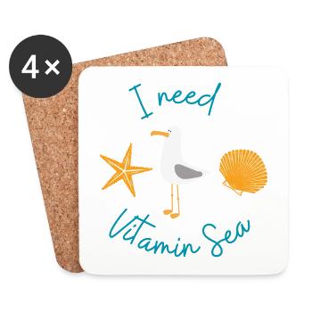 I need Vitamin Sea - Ich brauche Vitamin See - Coasters (set of 4) - white - Front
