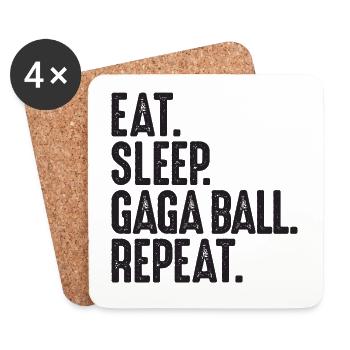 Manger. Dormir. Bal de Gaga. Répéter. Ballon chasseur Gagaball - Dessous de verre (lot de 4) - blanc - Devant