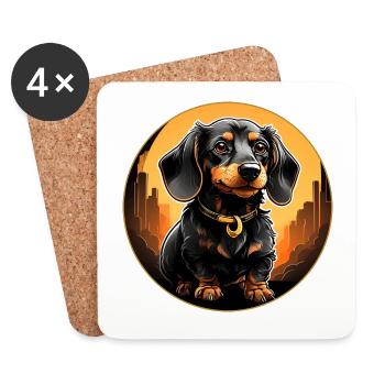 Dachshund portrait on the color wheel - Coasters (set of 4) - white - Front