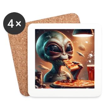 Alien Pizza Fun - Coasters (set of 4) - white - Front