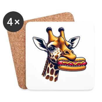 Giraffe genießt Hotdog - Untersetzer (4er-Set) - Weiß - Vorne