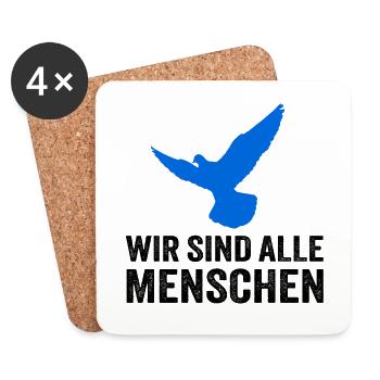 WIR SIND ALLE MENSCHEN - mit Friedenstaube - Untersetzer (4er-Set) - Weiß - Vorne