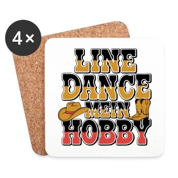 Design de danse en ligne coloré avec chapeau de cow-boy - Dessous de verre (lot de 4) - blanc - Devant