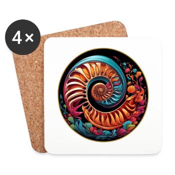 Design graphique coloré nautile - Dessous de verre (lot de 4) - blanc - Devant
