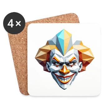 Clown Maske - Low Poly Design - Untersetzer (4er-Set) - Weiß - Vorne