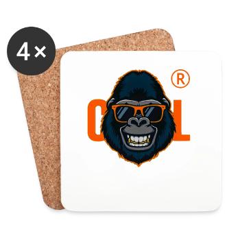 Gorilla with Orange Sunglasses - Coasters (set of 4) - white - Front