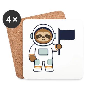 Aventure de paresseux de l’espace - Dessous de verre (lot de 4) - blanc - Devant
