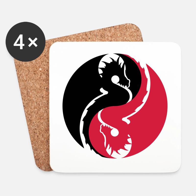 Drache - Untersetzer (4er-Set) - Weiß