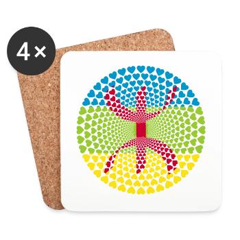 Berbère Maroc Maroc de Amazigh Tamazight - Dessous de verre (lot de 4) - blanc - Devant