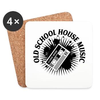 HOUSE MUSIC OLD SCHOOL ✫ T-Shirt - Untersetzer (4er-Set) - Weiß - Vorne
