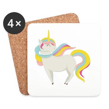 Licorne pastel enchantée - Dessous de verre (lot de 4) - blanc - Devant