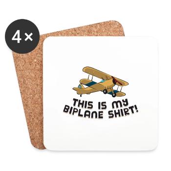 This Is My Biplane Shirt Gift - Coasters (set of 4) - white - Front