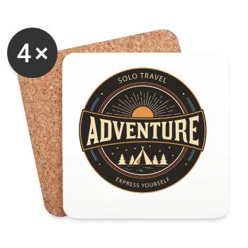 Voyage solo aventure, meilleur T-shirt de voyage - Dessous de verre (lot de 4) - blanc - Devant