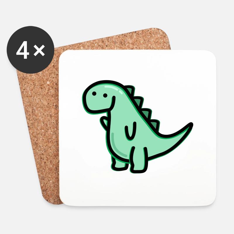 Süßer Dino - Untersetzer (4er-Set) - Weiß