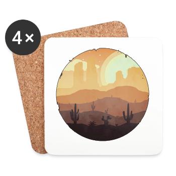 Desert Cactus Mountains - Coasters (set of 4) - white - Front