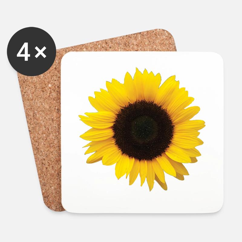 Sonnenblume - Untersetzer (4er-Set) - Weiß