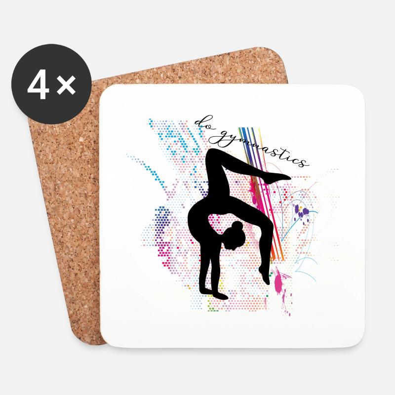Die Turnerin Silhouette Geschenkidee für Mädchen - Untersetzer (4er-Set) - Weiß
