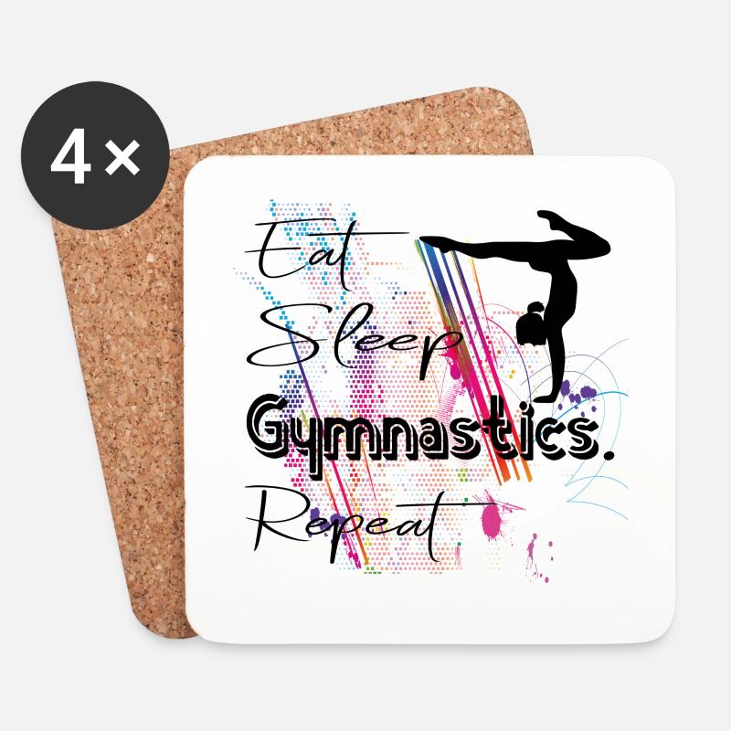 Mangia ginnastica per il sonno Ripeti la ginnastica per ginnastica - Sottobicchieri (set da 4 pezzi) - bianco