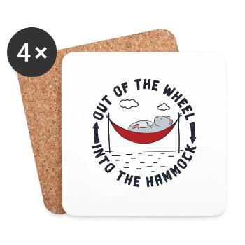 Hors de la roue dans le hamac - Dessous de verre (lot de 4) - blanc - Devant