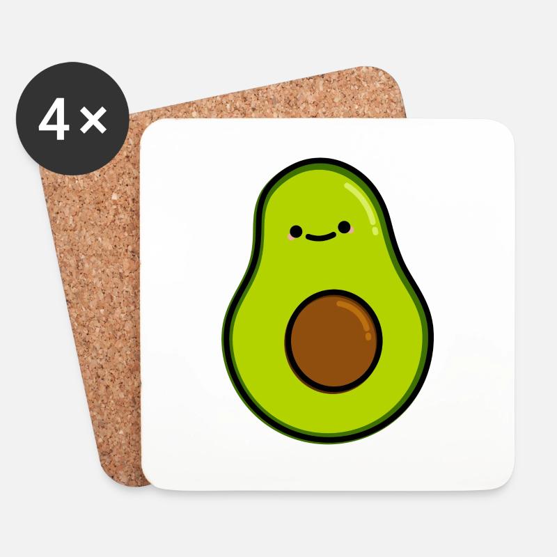 Süße Avocado - Untersetzer (4er-Set) - Weiß