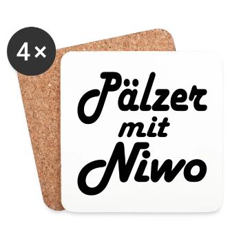"Pälzer mit Niwo" - Pfälzer mit Niveau - Untersetzer (4er-Set) - Weiß - Vorne