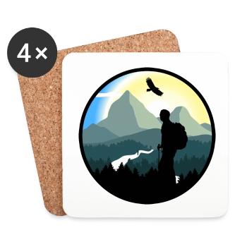 Montagnes, randonnée, nature sauvage - homme - Dessous de verre (lot de 4) - blanc - Devant